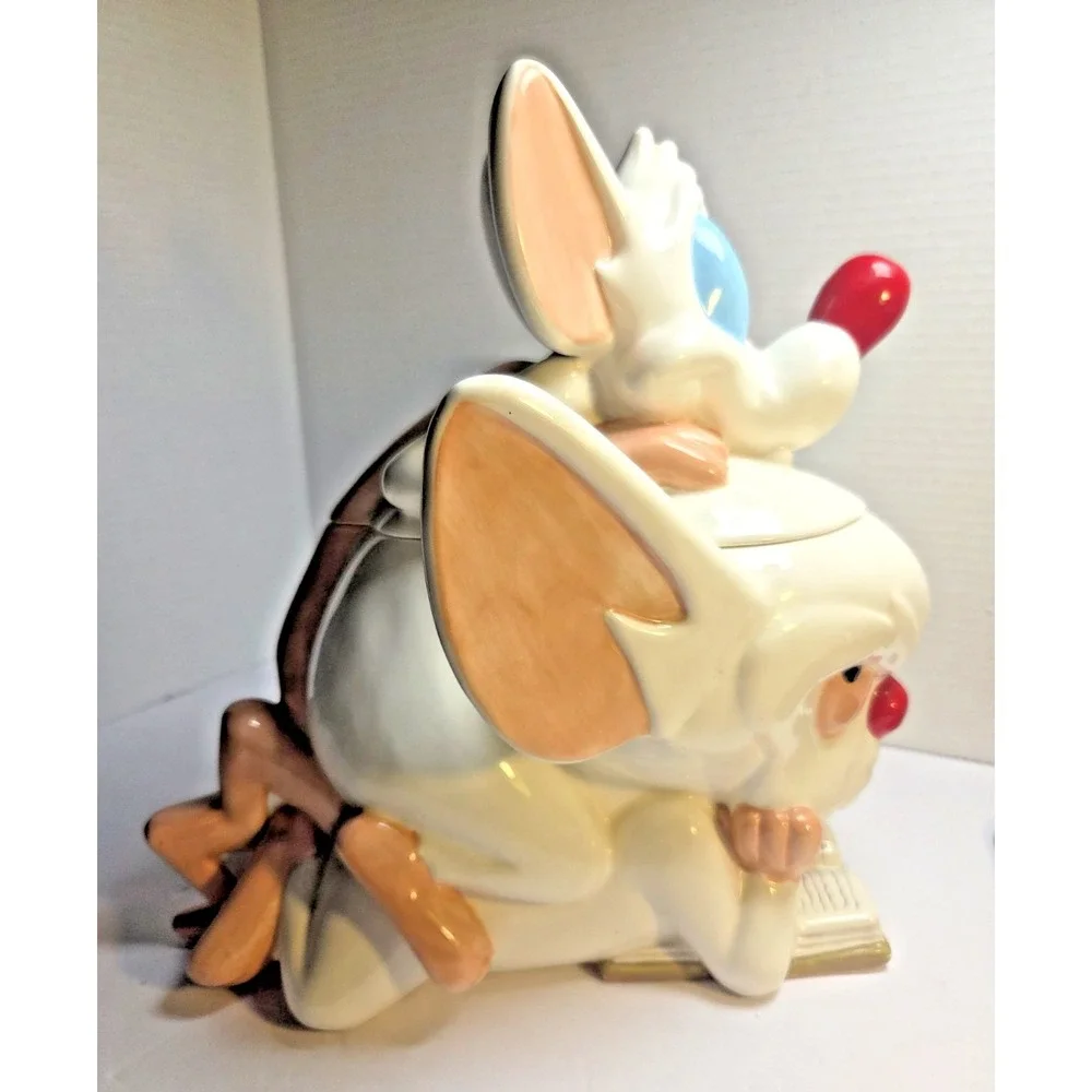 Warner Bros. Studio Store Pinky and the Brain Ceramic Cookie Jar, Lid, 1997
